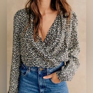 SÉZANE Abélia Blouse / Leopard Cream / Size 38 (FR)